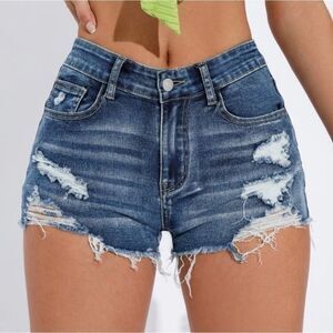 Ripped Raw Denim Shorts
